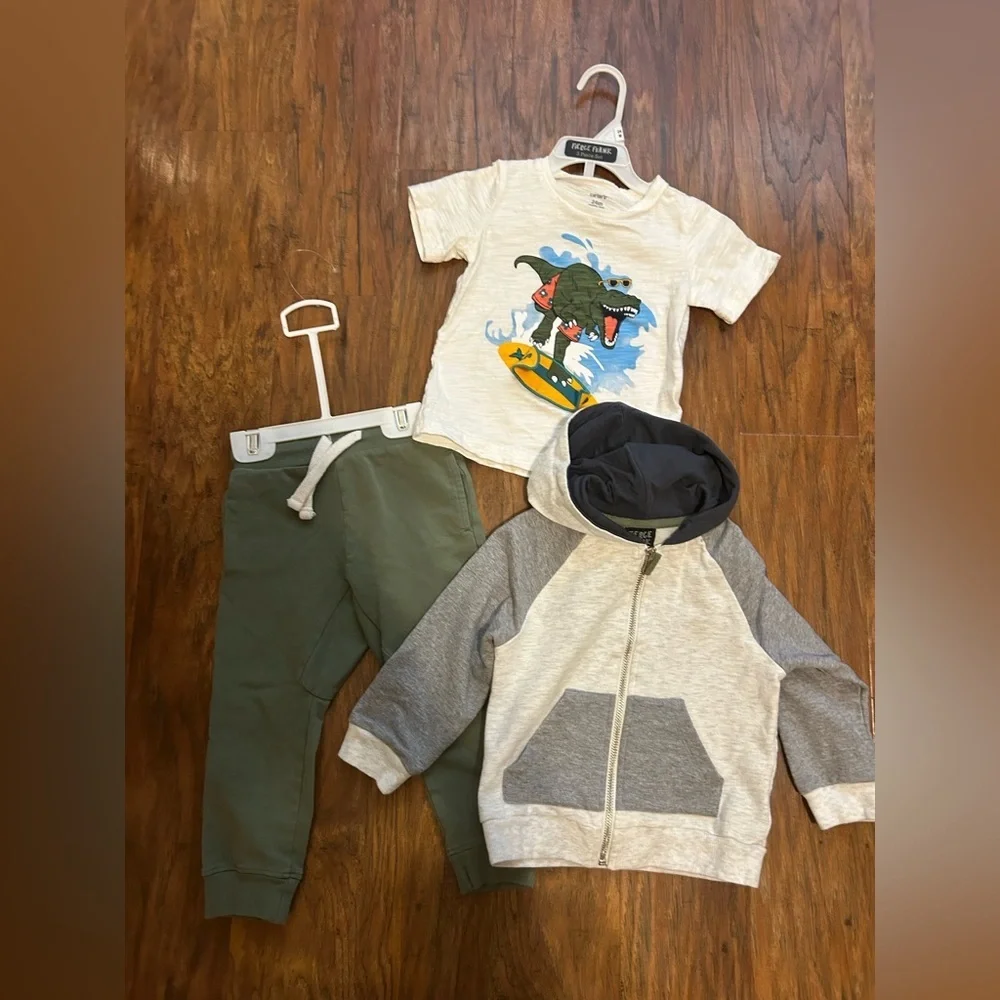 Three Piece Bundle of Kids Clothes Pants Shirt Jacket Hoodie Graphic Tee